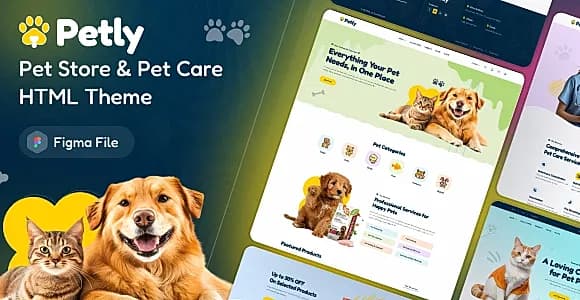 Petly - Premium Pet Shop & Pet Care Figma Template