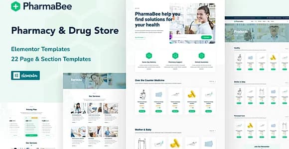 PharmaBee - Pharmacy & Drug Store Website Elementor Template Kit