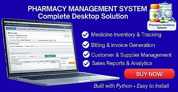 Pharmacy Management System - Python Desktop App with Database