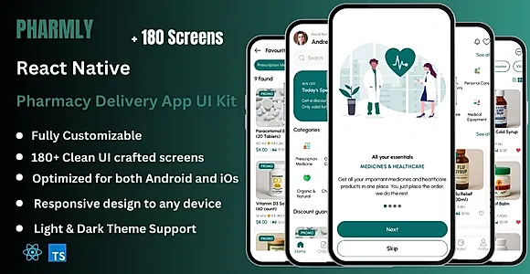 Pharmly - Medical Pharmacy Delivery React Native CLI App Ui Kit