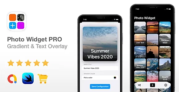 Photo Widget PRO - AdMob Ads, In-App Purchases, Text/Gradient Overlay