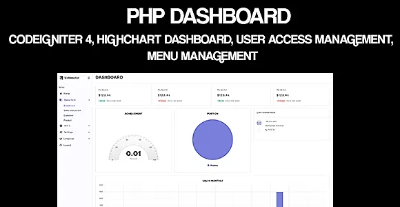 PHP Dashboard - Codeigniter 4 - Highchart Dashboard, User Access Management, Menu Management