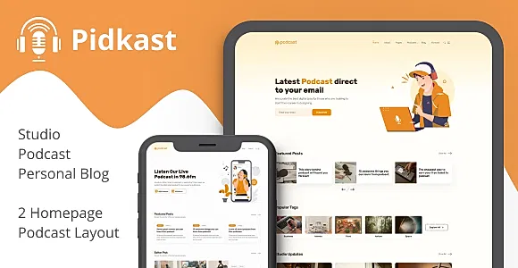 Pidkast - HTML Podcast Template for Audio Podcasting Blog