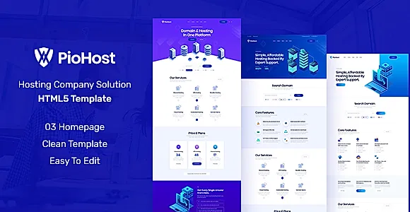 Piohost - Domain and Web Hosting HTML5 Template