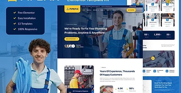Pipefix - Plumber & Repair Services Elementor Template Kit