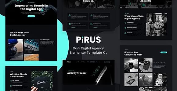 PIRUS – Dark Digital Agency Elementor Template Kit