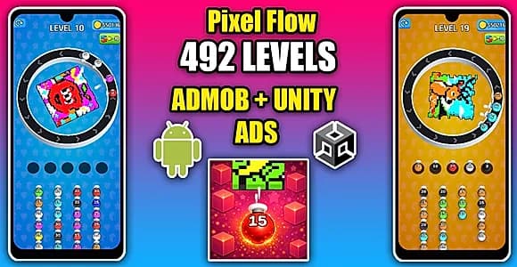 Pixel Flow Match Flow Color Game Unity Source Code