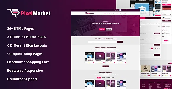 Pixel Market Online Marketplace HTML5 Template