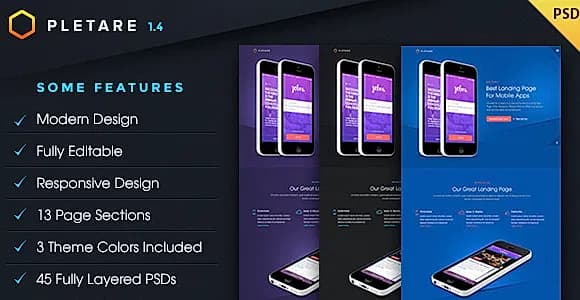 Pletare - Mobile Landing Page Fullscreen PSD
