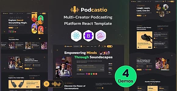 Podcastio - Multi Creator Podcasting Platform React Website Template