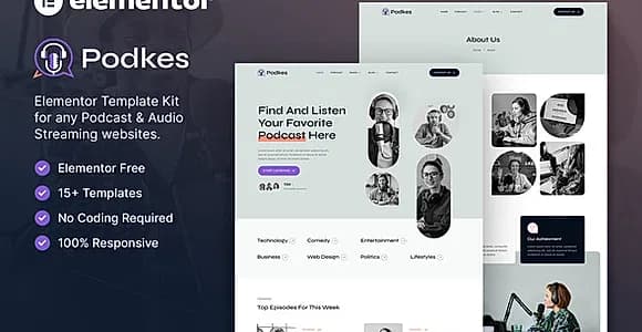 Podkes - Podcast & Audio Streaming Elementor Template Kit