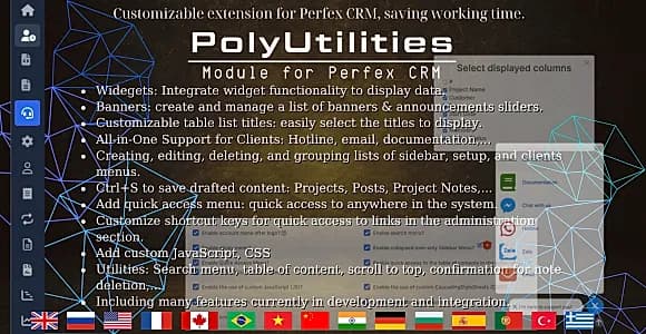 PolyUtilities for Perfex CRM: Quick Access Menu, Custom JS, CSS, and More