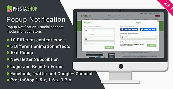 Popup Notification + Social Connect - PrestaShop Module