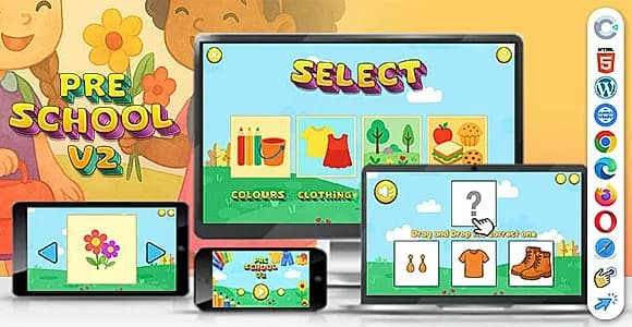 Pre School v2 Game (Construct 3 | C3P | HTML5) Educational Game