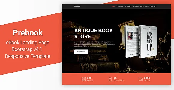 Prebook - eBook Landing Page Responsive Bootstrap 4 Template