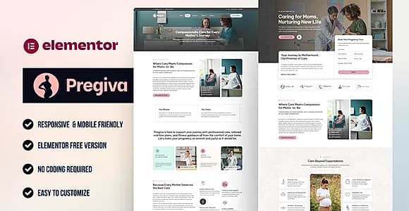 Pregiva – Pregnancy Care & Obstetrician Elementor Template Kit
