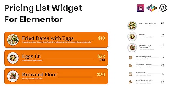 Pricing List Widget For Elementor WordPress Plugin