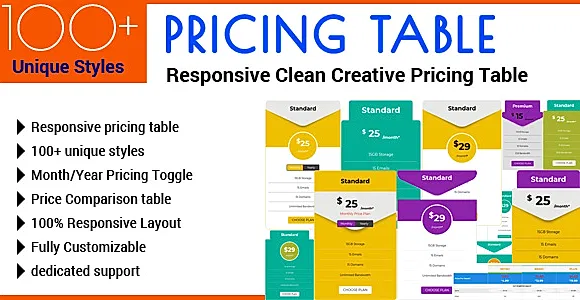 Pricing Table - Responsive Clean Creative Pricing Table