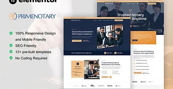 PrimeNotary - Notary Public & Legal Services Elementor Pro Template Kit