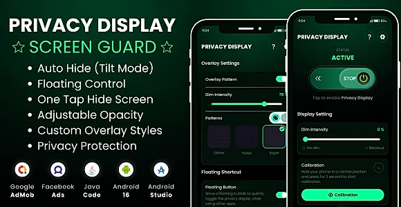 Privacy Display Screen Guard with AdMob Facebook Ads Android
