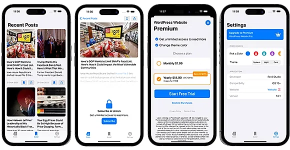 Pro iOS WordPress App for Blog and News Site - SwiftUI Full Application