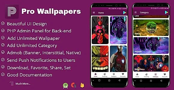 Pro Wallpapers Android App with Admin Panel