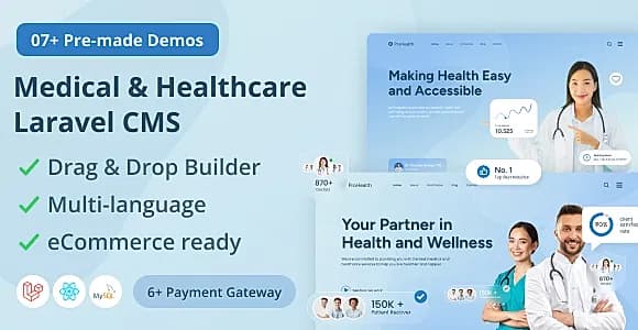 Prohealth - Medical and Healthcare Laravel CMS With Live Page Builder