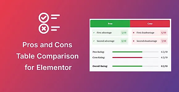 Pros & Cons Widget for Elementor