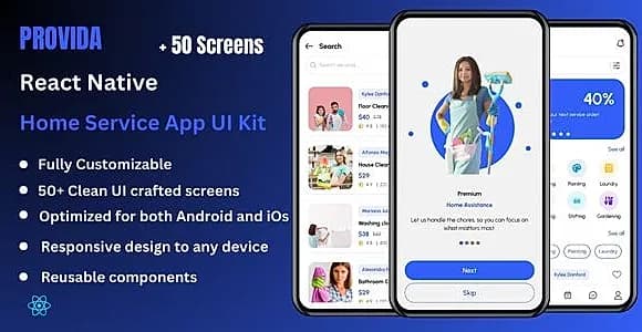 Provida - Home Service & House Cleaning React Native Expo Ui Kit