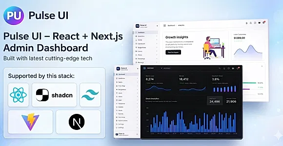 Pulse UI – React + Next.js Admin Dashboard & Landing Page Template (Tailwind CSS, ShadCN UI)