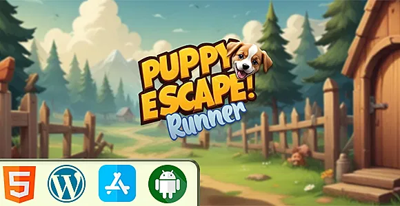 Puppy Escape Runner Game - HTML5 Construct3 Game