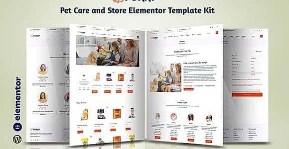 Purry - Pet Care WooCommerce Store Elementor Pro Template Kit