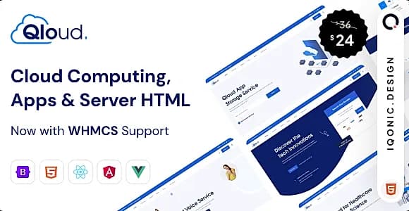 Qloud - Cloud Computing, Apps & Server Template (HTML, WHMCS, Vue, Angular)