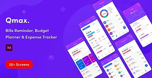 Qmax - Budget Planner & Expense Tracker App UI Kit XD