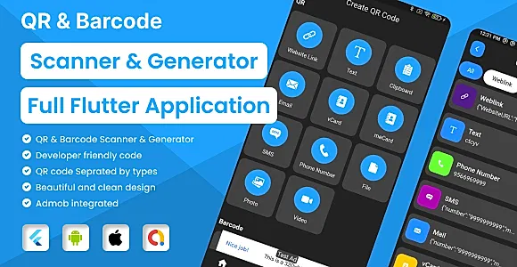 QR and Barcode Scanner & Generator | QR Application | Flutter Full Application With ADMOB