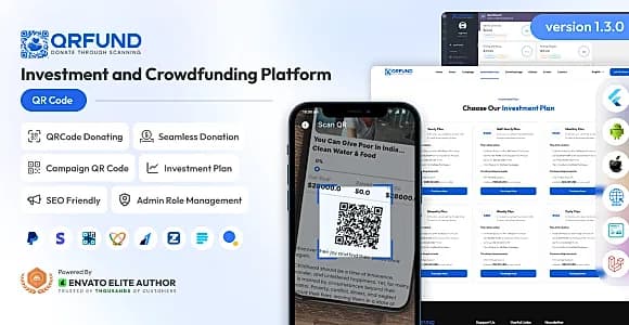 QRFund - Investment and Crowdfunding Platform with QR Code Full Solution