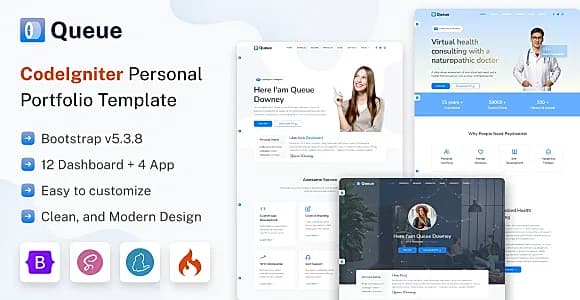 Queue - CodeIgniter Personal Portfolio Template