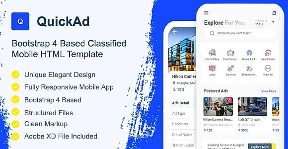 QuickAd Classified Mobile HTML Template