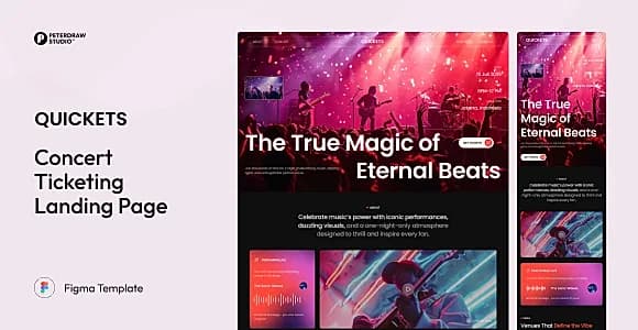 Quickets – Concert Ticketing Website UI Figma Template