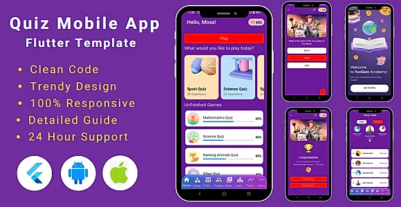Quiz | Gaming Mobile App | Flutter Template | Flutter Quiz App | Flutter