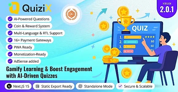 QuiziX – AI Quiz & Trivia Game | Laravel + Next.js Gamified Quiz Platform