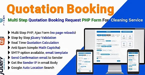 Quotation Booking - Multi Step Quotation Booking Request PHP Form For Cleaning Service