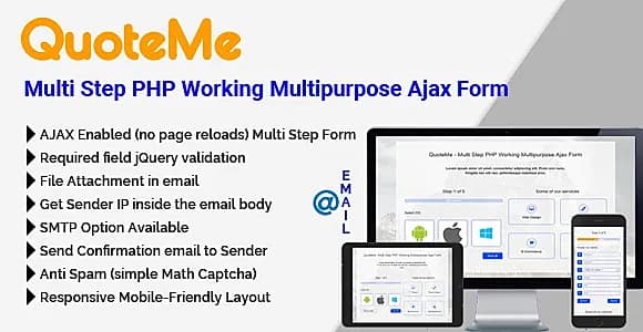 QuoteMe Multi Step PHP Working Multipurpose Ajax Form