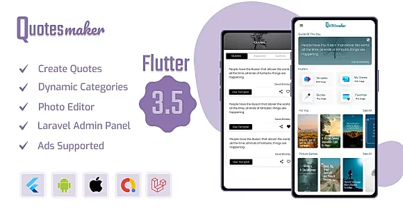 Quotes Maker Flutter App + Laravel Admin Panel