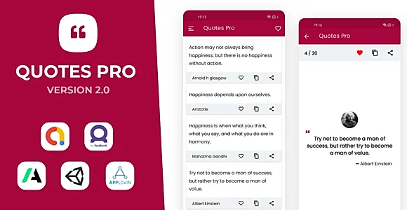 Quotes Pro app with Admin Panel and Admob , Facebook and Unity Ads
