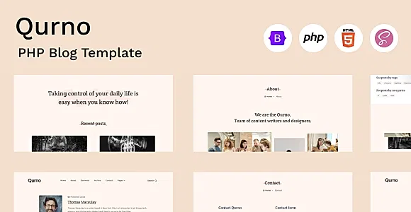 Qurno – Minimal PHP Blog Landing Page Template
