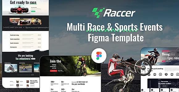 Raccer - Bike & Motor Race Sports Figma Template