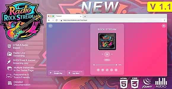 Radio Rock Stream - Todo Players HTML5 ShoutCast, Icecast