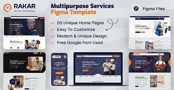 Rakar - Handyman Multipurpose Repairing Services Figma Template