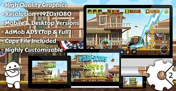 Ranger vs Zombies - HTML5 Game, Mobile Version+AdMob!!! (Construct 3 | Construct 2 | Capx)